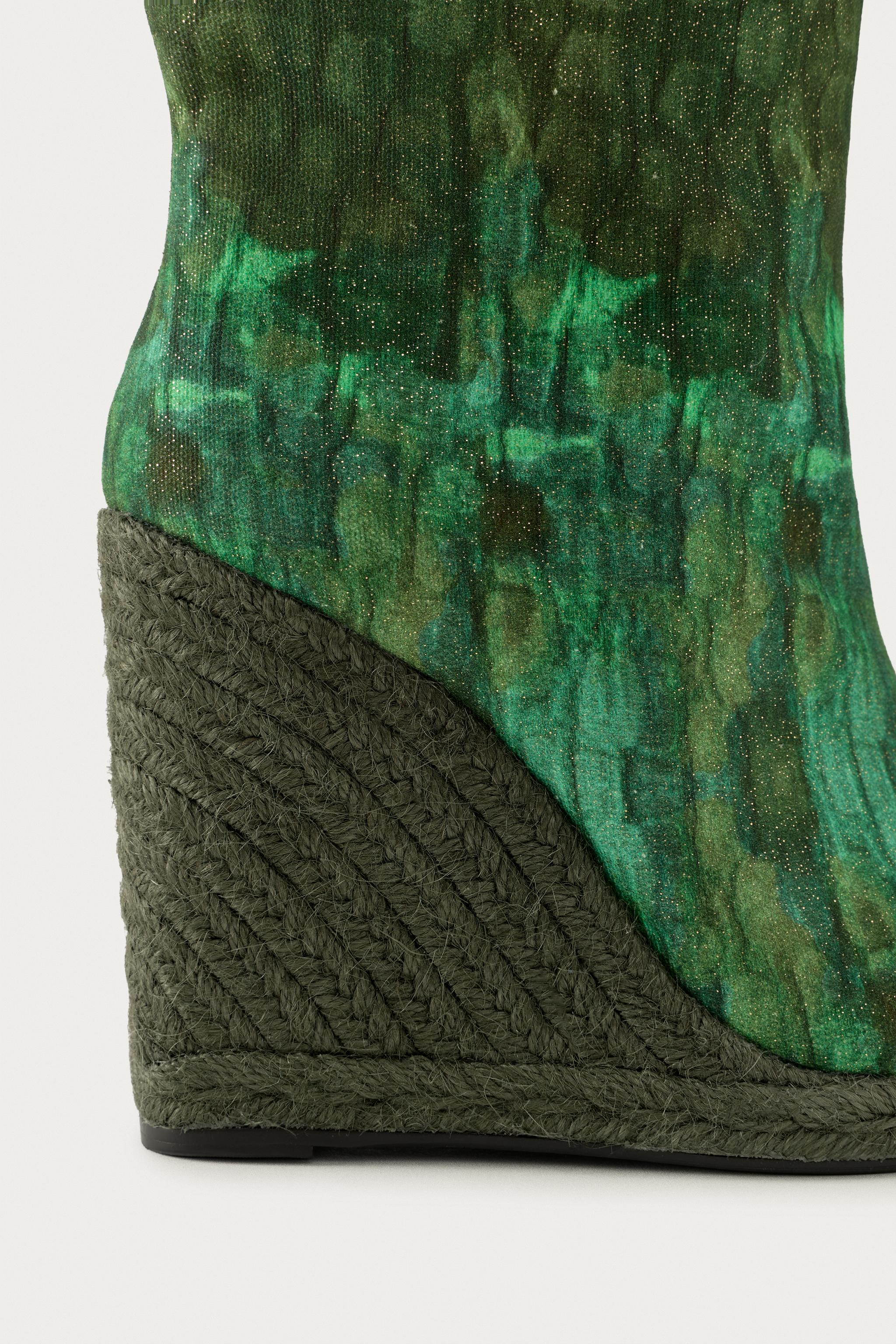 MARISA BERENSON X ZARA PRINTED WEDGE BOOTS